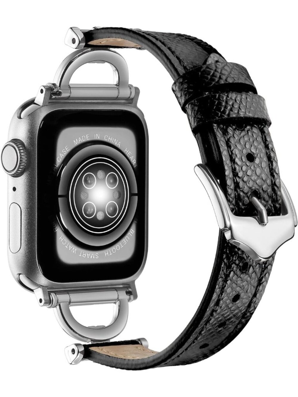 Stylish Genuine Leather Apple Watch Band for Women 44mm 45mm 49mm - Slim D-Shape